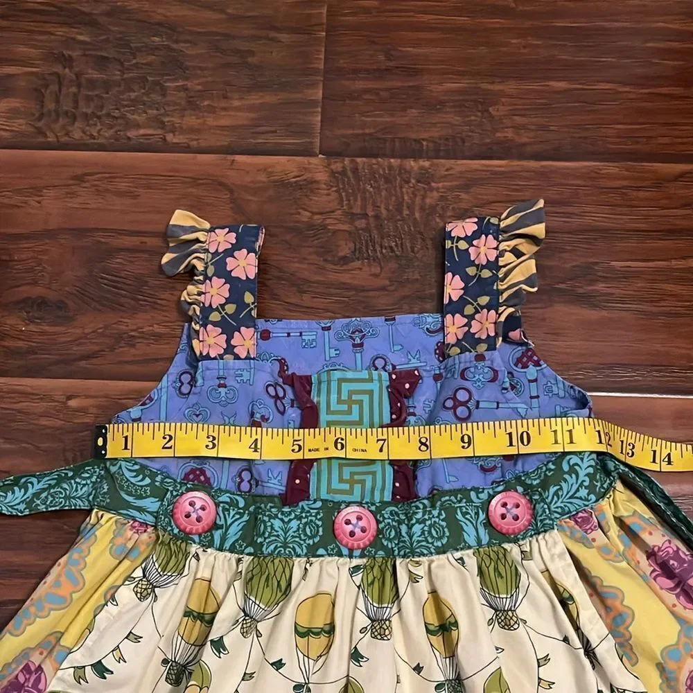 Matilda Jane Paint By Numbers Multi Print Apron Hot Air Balloon Floral Dress